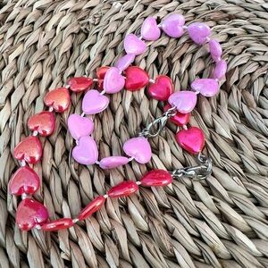 Elegant Pink and Red Heart Bracelets set